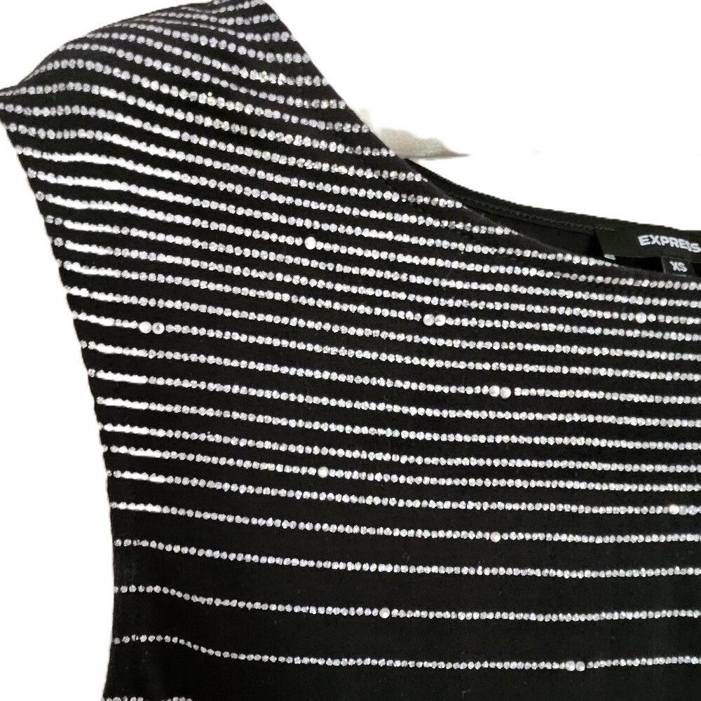 RESORT READY EXPRESS BLACK  and SILVER SLEEVELESS MINI DRESS SIZE XS - Picture 2 of 9